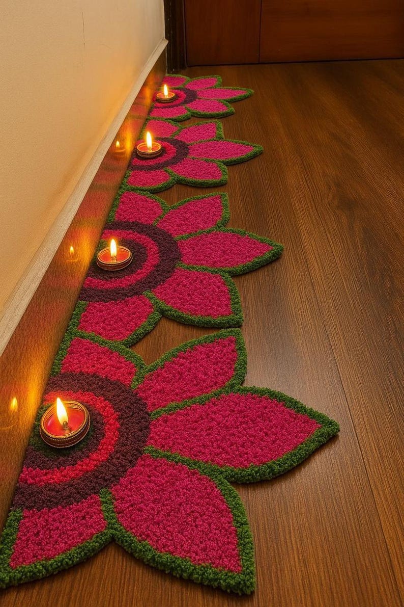 set of 4 foldable reusable Rangoli Mat for Diwali Decoration Mats for Pooja/ Staircase Mats/ Navratri Decoration/ poojaroom Decor