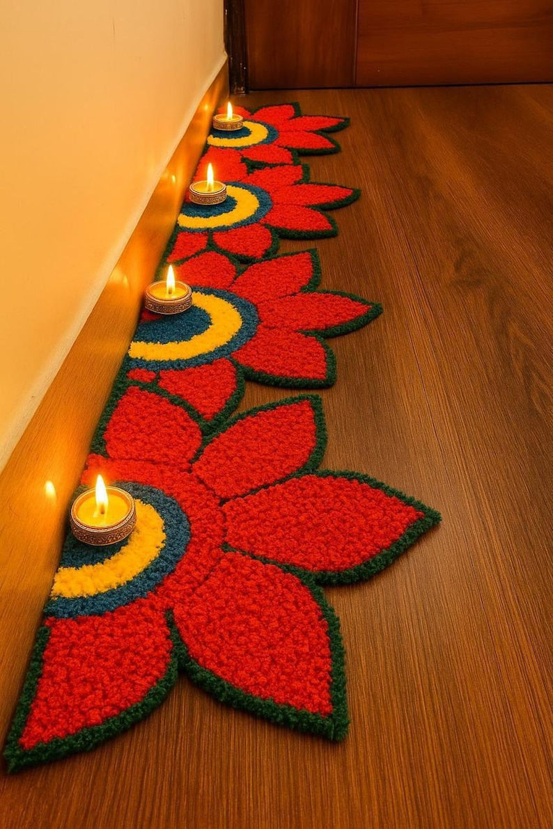 set of 4 foldable reusable Rangoli Mat for Diwali Decoration Mats for Pooja/ Staircase Mats/ Navratri Decoration/ poojaroom Decor