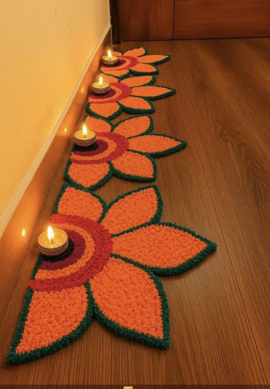 set of 4  foldable reusable Rangoli Mat for Diwali Decoration Mats for Pooja/ Staircase Mats/ Navratri Decoration/ poojaroom Decor